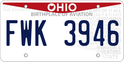 OH license plate FWK3946