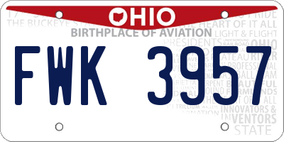 OH license plate FWK3957