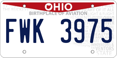 OH license plate FWK3975