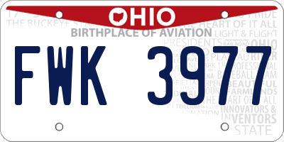 OH license plate FWK3977