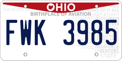OH license plate FWK3985