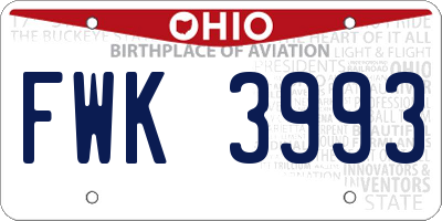 OH license plate FWK3993