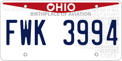 OH license plate FWK3994
