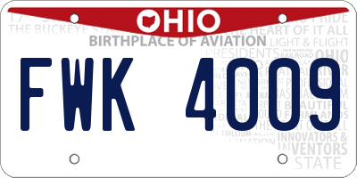 OH license plate FWK4009