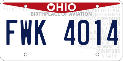 OH license plate FWK4014