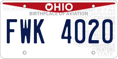 OH license plate FWK4020