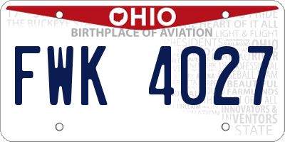 OH license plate FWK4027