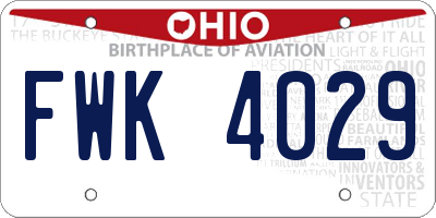 OH license plate FWK4029