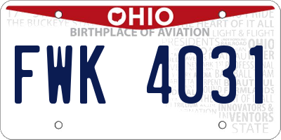OH license plate FWK4031