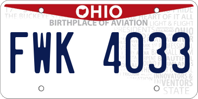 OH license plate FWK4033