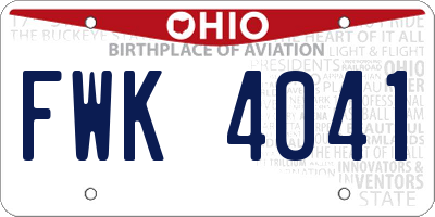 OH license plate FWK4041