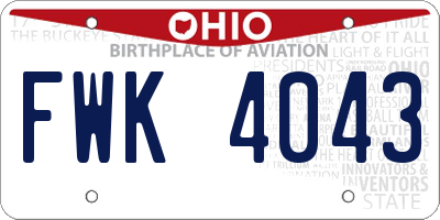 OH license plate FWK4043