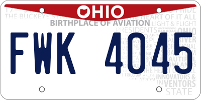 OH license plate FWK4045