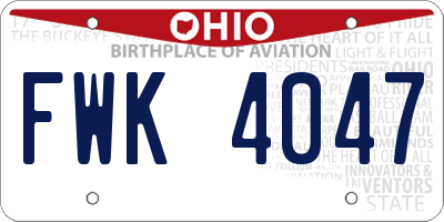 OH license plate FWK4047