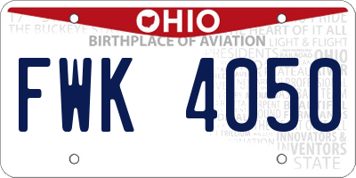 OH license plate FWK4050