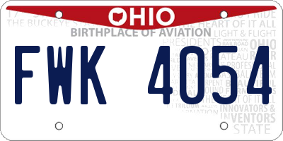 OH license plate FWK4054