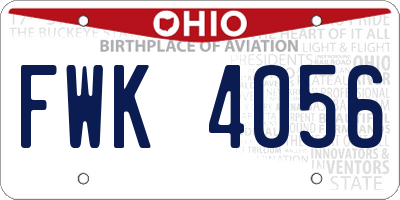 OH license plate FWK4056