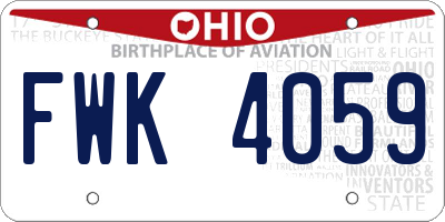 OH license plate FWK4059