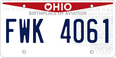 OH license plate FWK4061