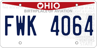 OH license plate FWK4064