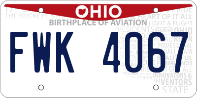 OH license plate FWK4067