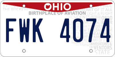 OH license plate FWK4074