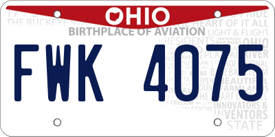 OH license plate FWK4075