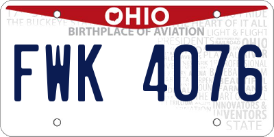 OH license plate FWK4076