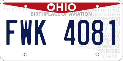 OH license plate FWK4081