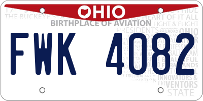 OH license plate FWK4082