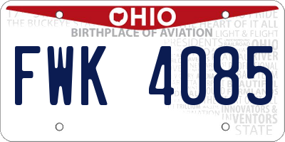 OH license plate FWK4085