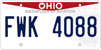 OH license plate FWK4088