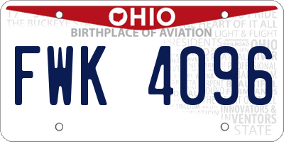 OH license plate FWK4096