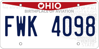 OH license plate FWK4098