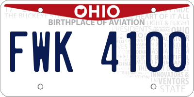 OH license plate FWK4100