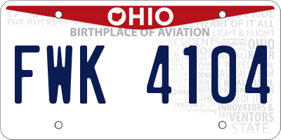 OH license plate FWK4104