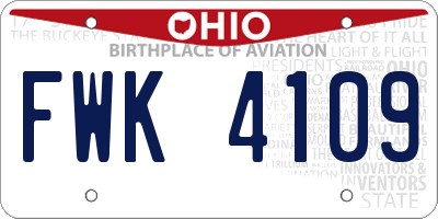 OH license plate FWK4109