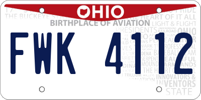 OH license plate FWK4112