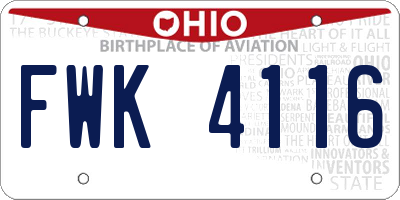 OH license plate FWK4116