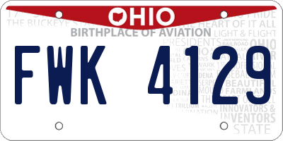 OH license plate FWK4129