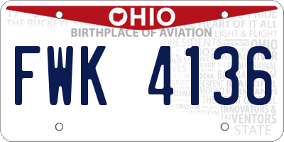 OH license plate FWK4136