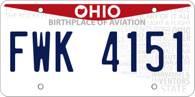OH license plate FWK4151