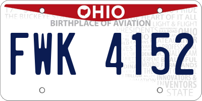 OH license plate FWK4152