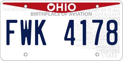 OH license plate FWK4178