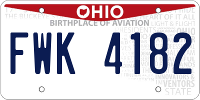 OH license plate FWK4182