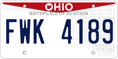 OH license plate FWK4189