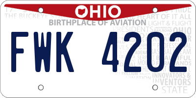 OH license plate FWK4202