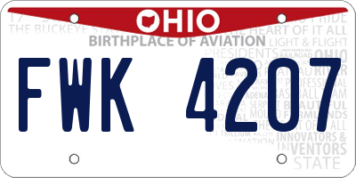 OH license plate FWK4207