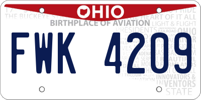 OH license plate FWK4209