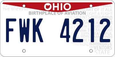OH license plate FWK4212